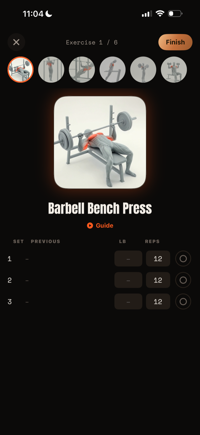 FERAL workout — an exercise with a looping form demo